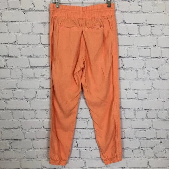 Athleta Cabo 100% Linen Jogger Pants Size 6 Orange - Picture 3 of 7